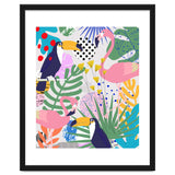 Tropical Spring | Pastel Quirky Modern Bohemian Jungle Botanical | Flamingo Palm Cockatoo Birds thumbnail