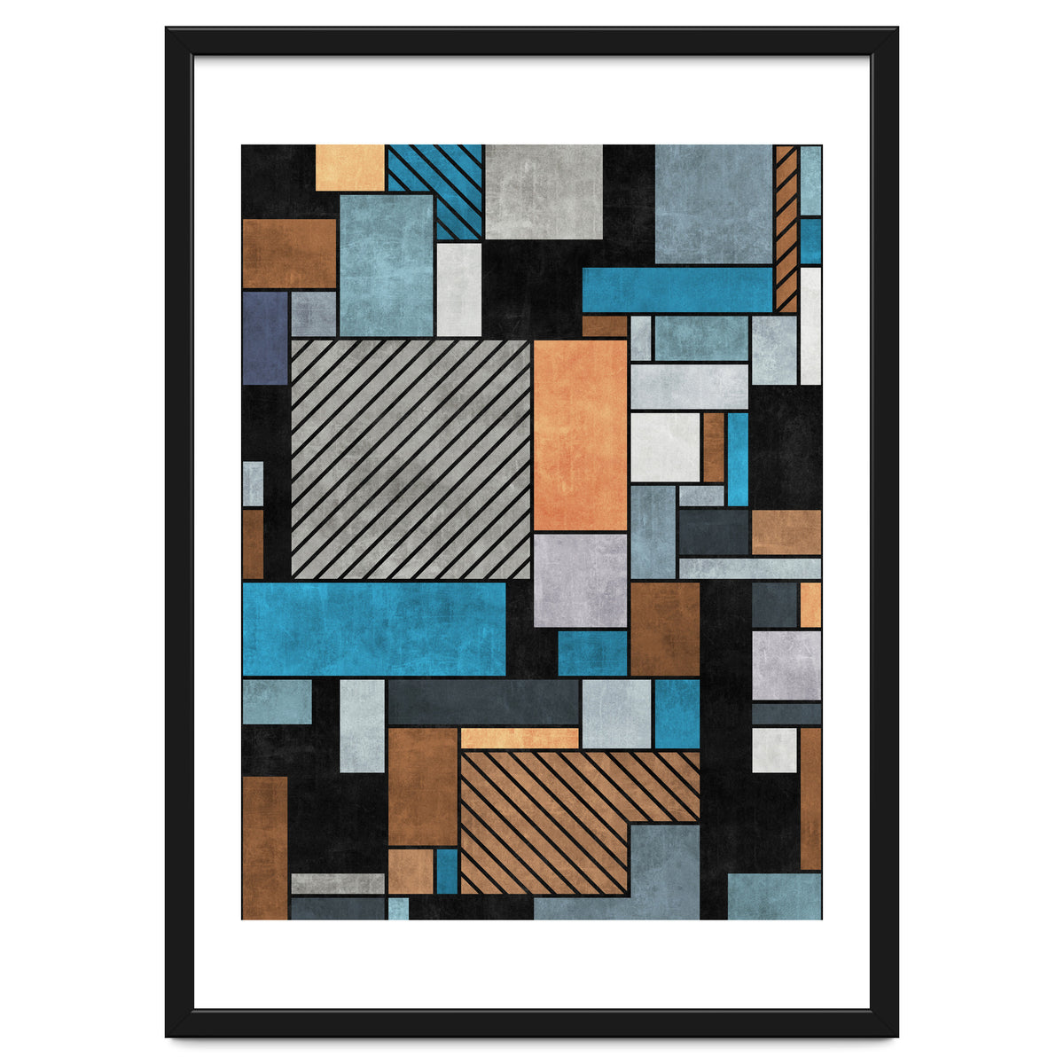 Random Concrete Pattern - Blue, Grey, Brown