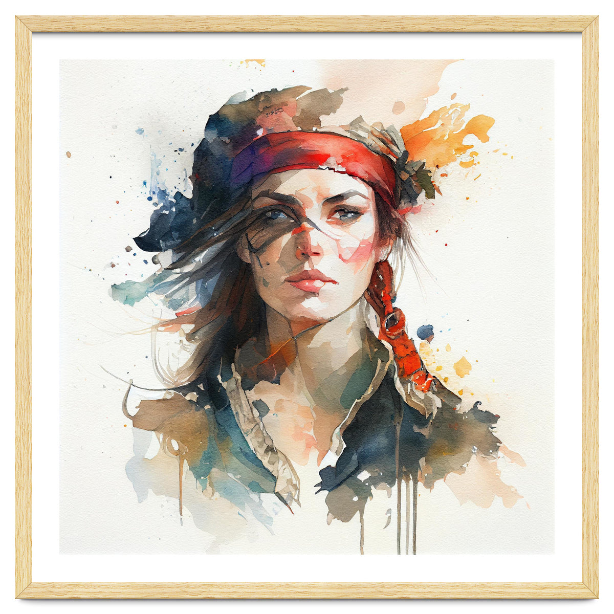 Watercolor Pirate Woman #4