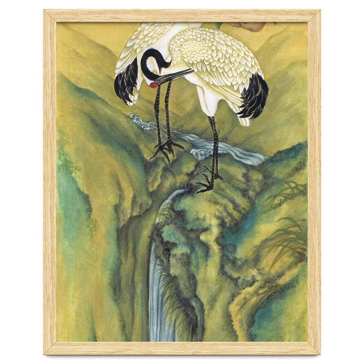 Cranes At The Top Of A Waterfall