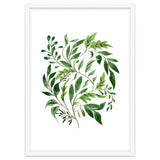 Botanical Abundance, Fresh Green Nature Watercolor Painting, Vibrant Leaves Minimal Illustration thumbnail