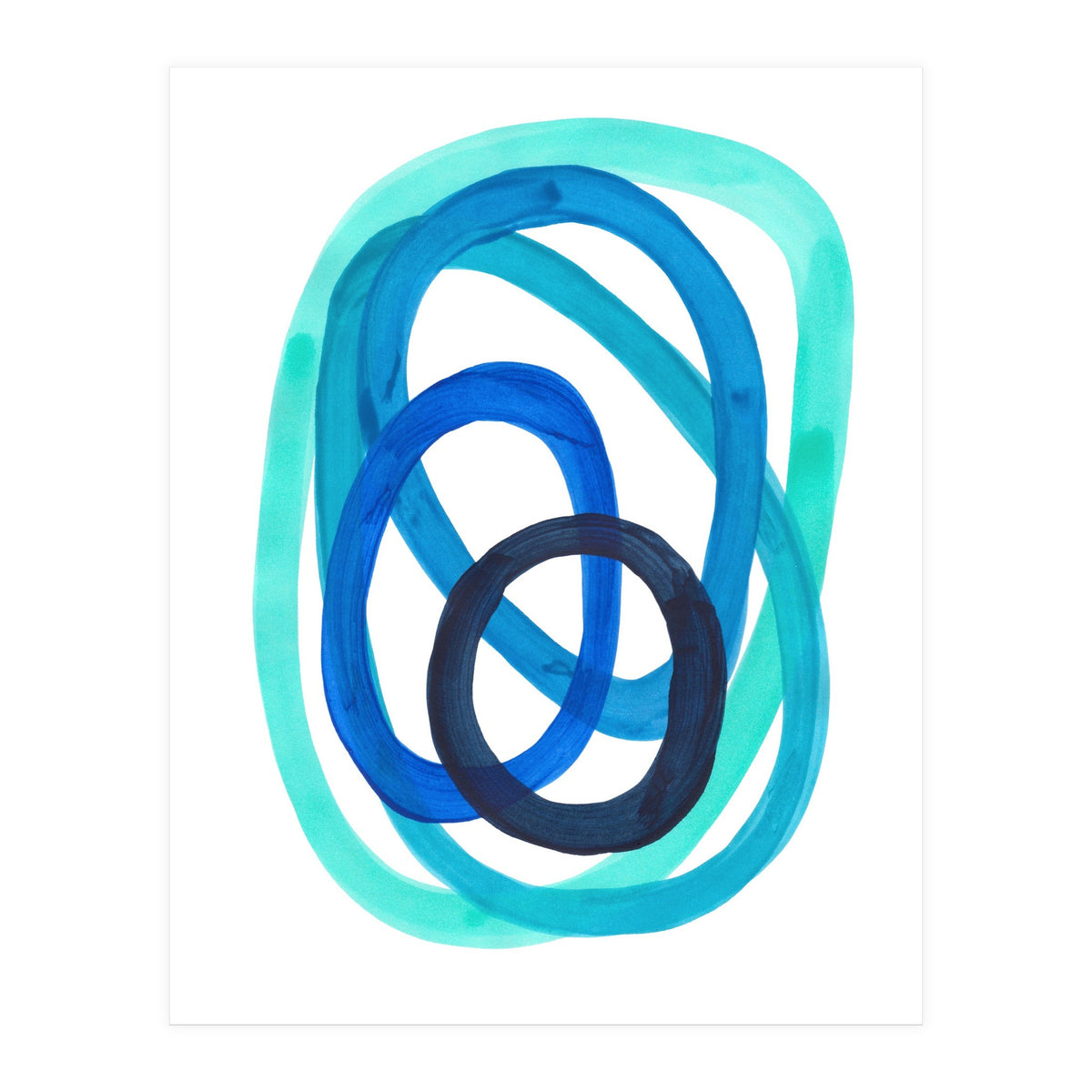 Marine Blues Blue Teal Turquoise Navy Blue Nesting Circles (Print Only)