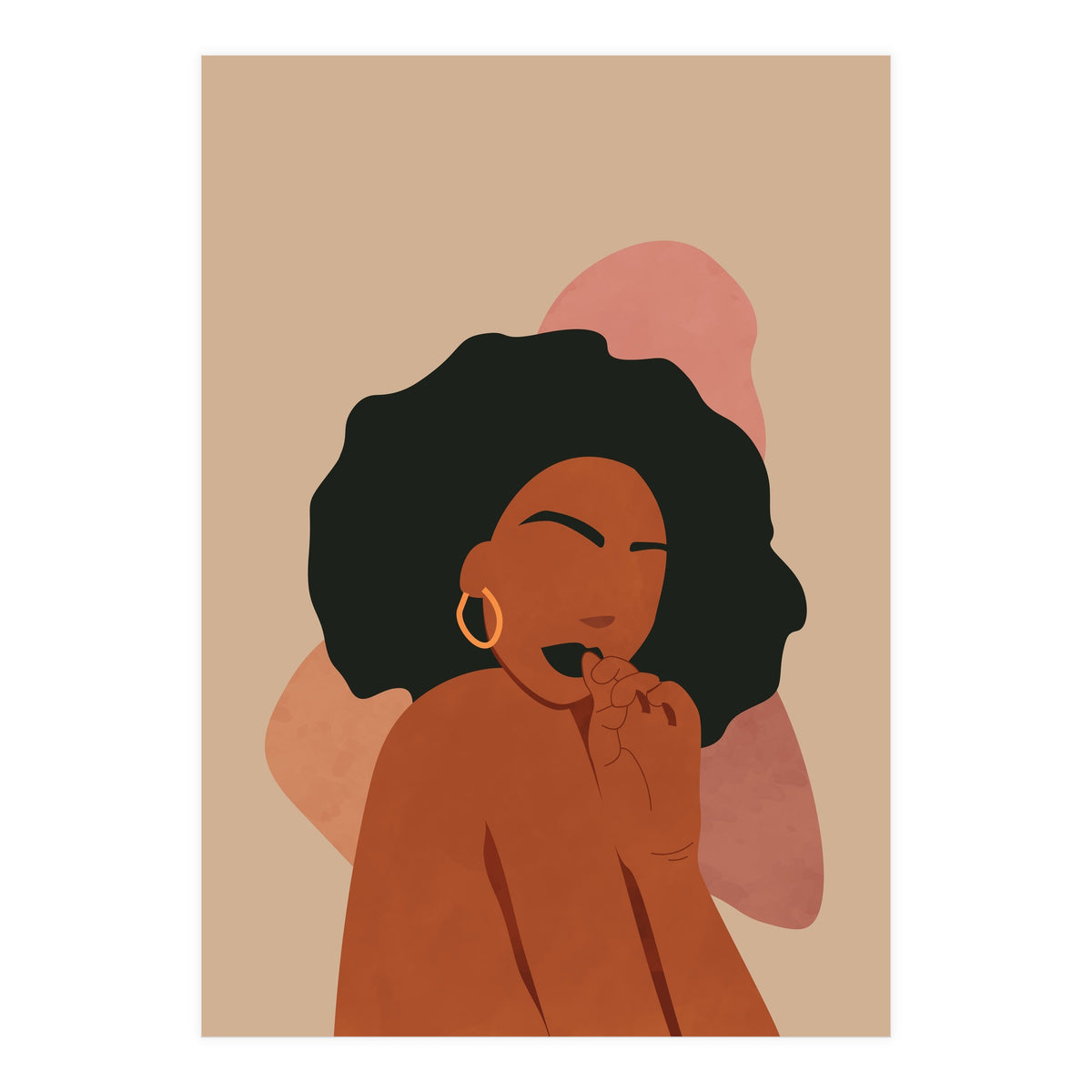 Black Woman Portrait Abstract Boho (Print Only)