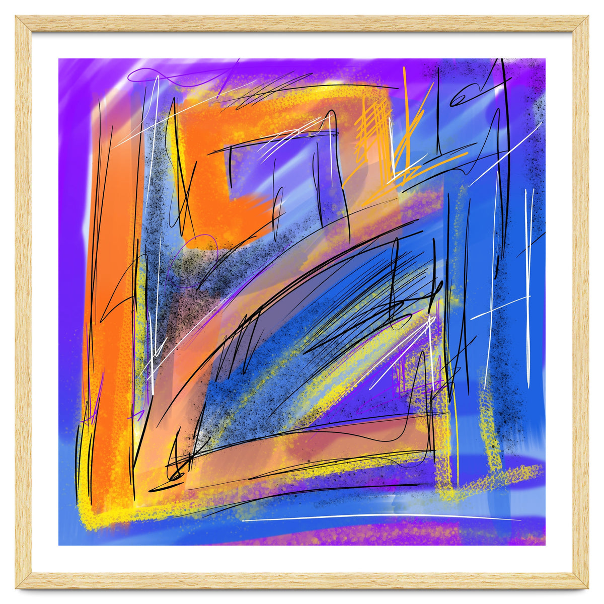 Orange Walking In Blue