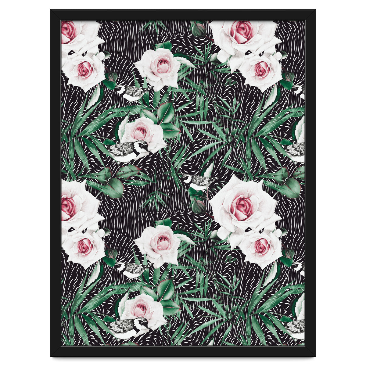 Dark flowery abstract of birds