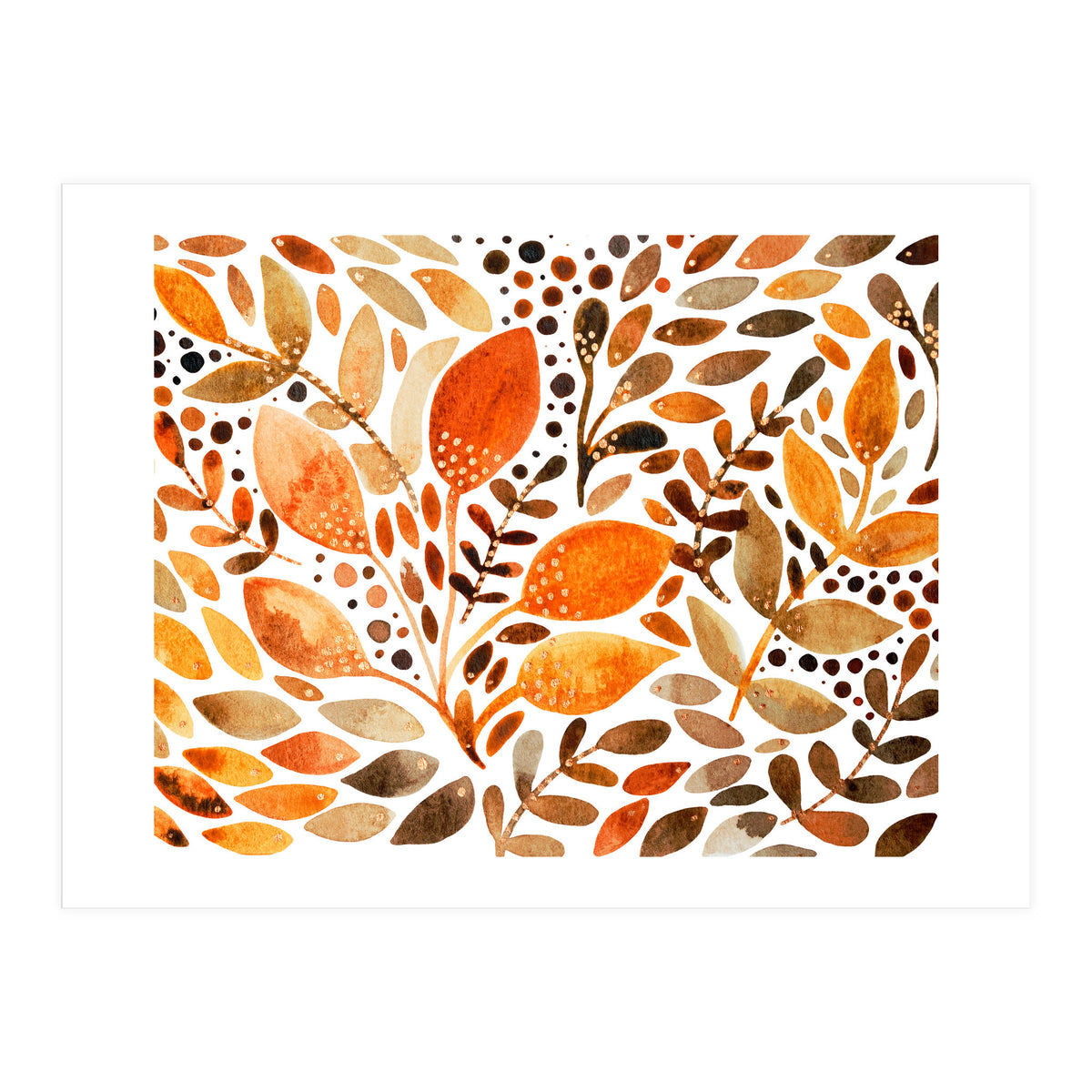 Watercolor modern foliage - autumn palette (Print Only)