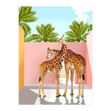 Giraffe Villa | Contemporary Modern Architecture Digital Graphic Art | Wildlife Animals Palm Exotic (Print Only) thumbnail