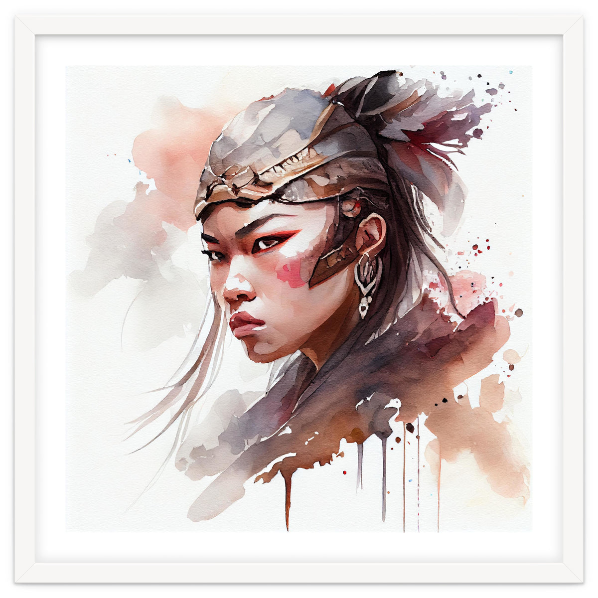 Watercolor Asian Warrior Woman #1