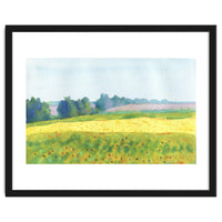 Field landscape. Watercolor
