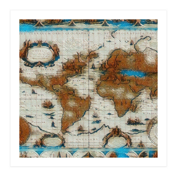 Vintage Mapa Mundi revisited (Print Only) Art Print by ConteMonfrey ...