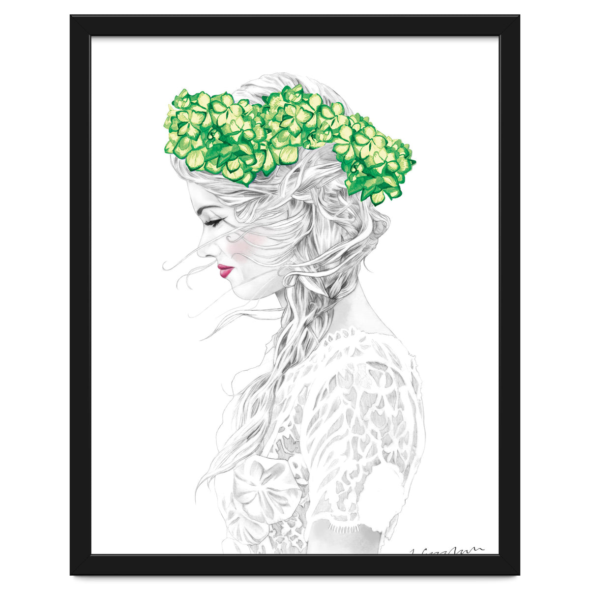 Green Hydrangea Girl