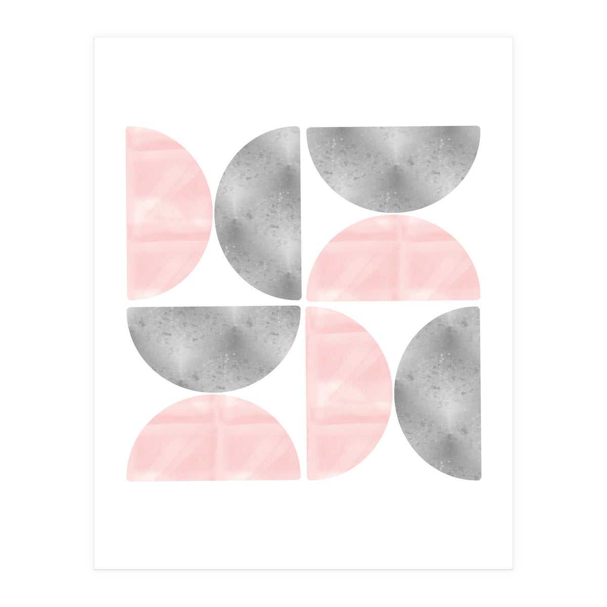 Half Moon Blush And Grey Abstract  (Print Only)
