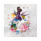 Floral Hornbill Grey  (Print Only) thumbnail