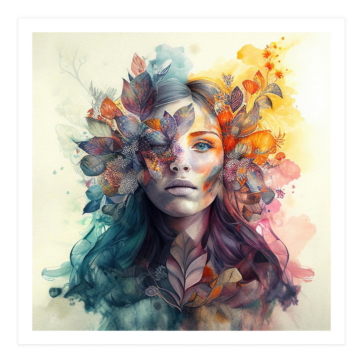 Watercolor Tropical Woman #3 (Print Only)