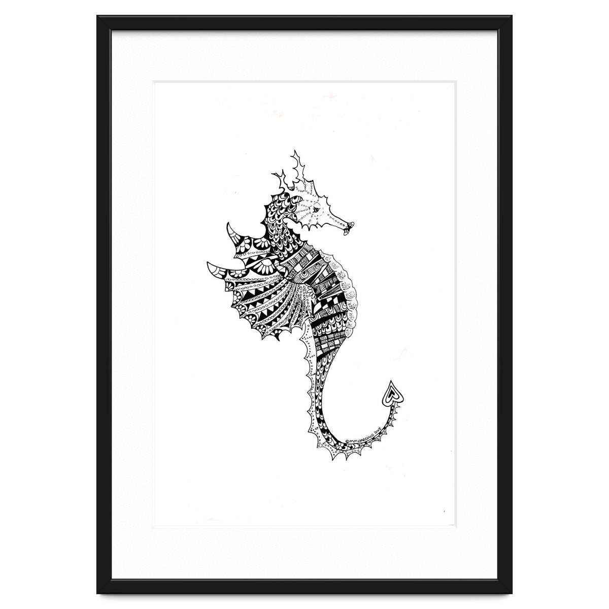 Seahorse Dragon Zen Doodle