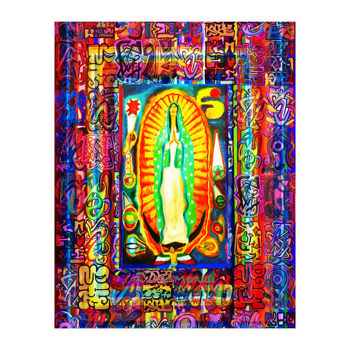 Graffiti Digital 2022 335 and Virgin of Guadalupe (Print Only)