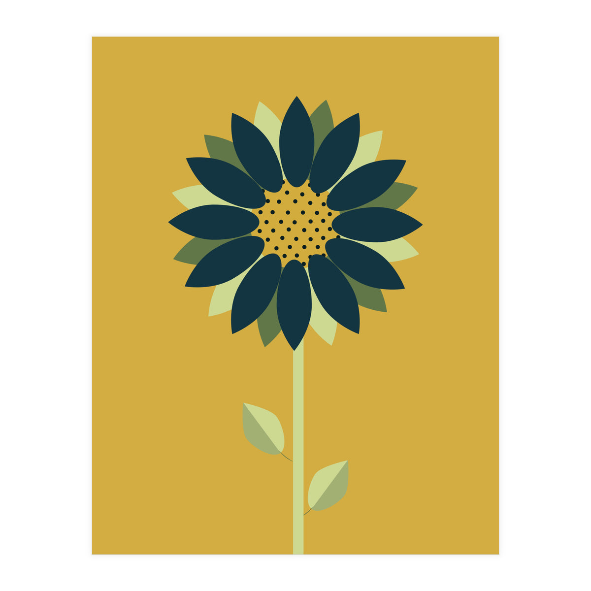 Scandinavian Folk Minimalist Flower Yellow Mustard (Print Only)