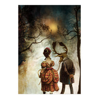 VINTAGE COUPLE IN AUTUMNAL ABSTRACT FOREST  II (Print Only)