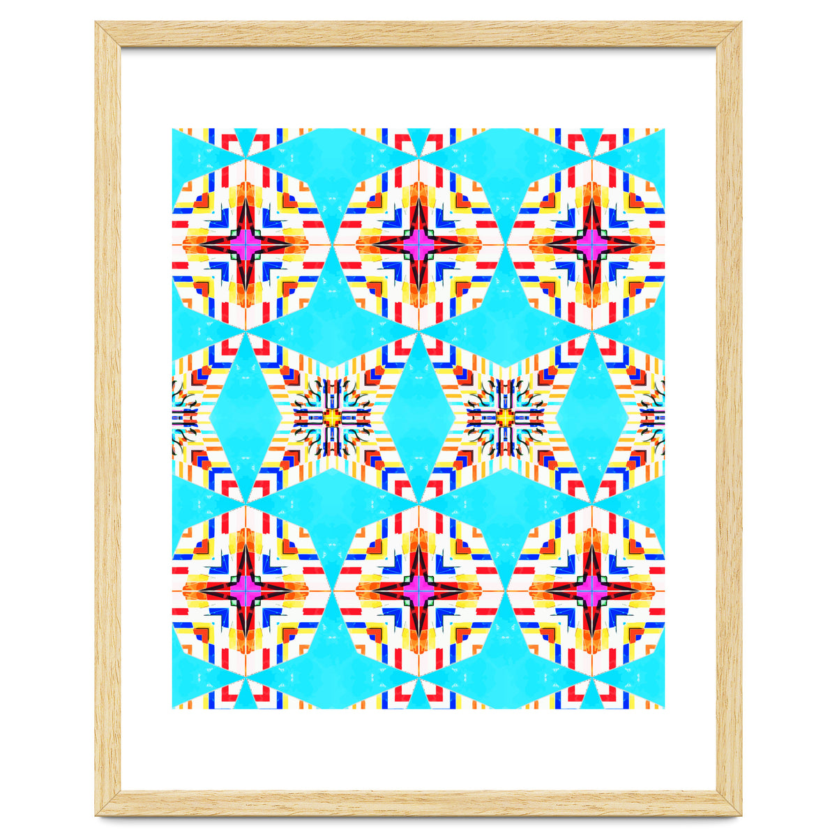 Exotic Tiles, Moroccan Teal Kaleidoscope Pattern, Turkish Bohemian Colorful Culture Eclectic Graphic