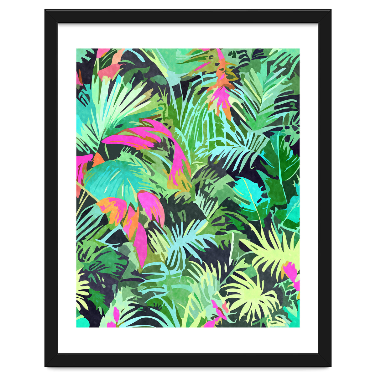 Tropical Jungle, Botanical Nature Plants, Palm Forest Bohemian Watercolor, Modern Wild Painting