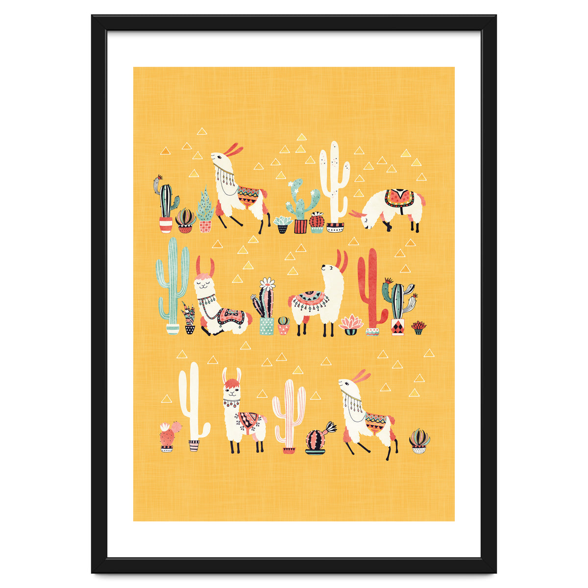 Happy Llama With Cactus In A Pot