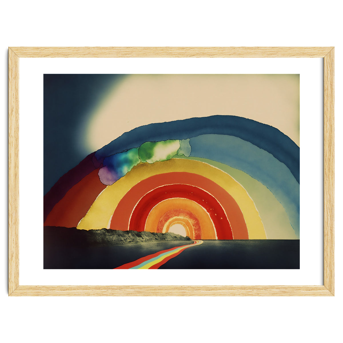 Rainbow Over the Coastline Abstract Painting