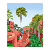 Tropical Architecture, Mexico Exotic Places Building Illustration Bohemian Painting Palm  (Print Only) thumbnail