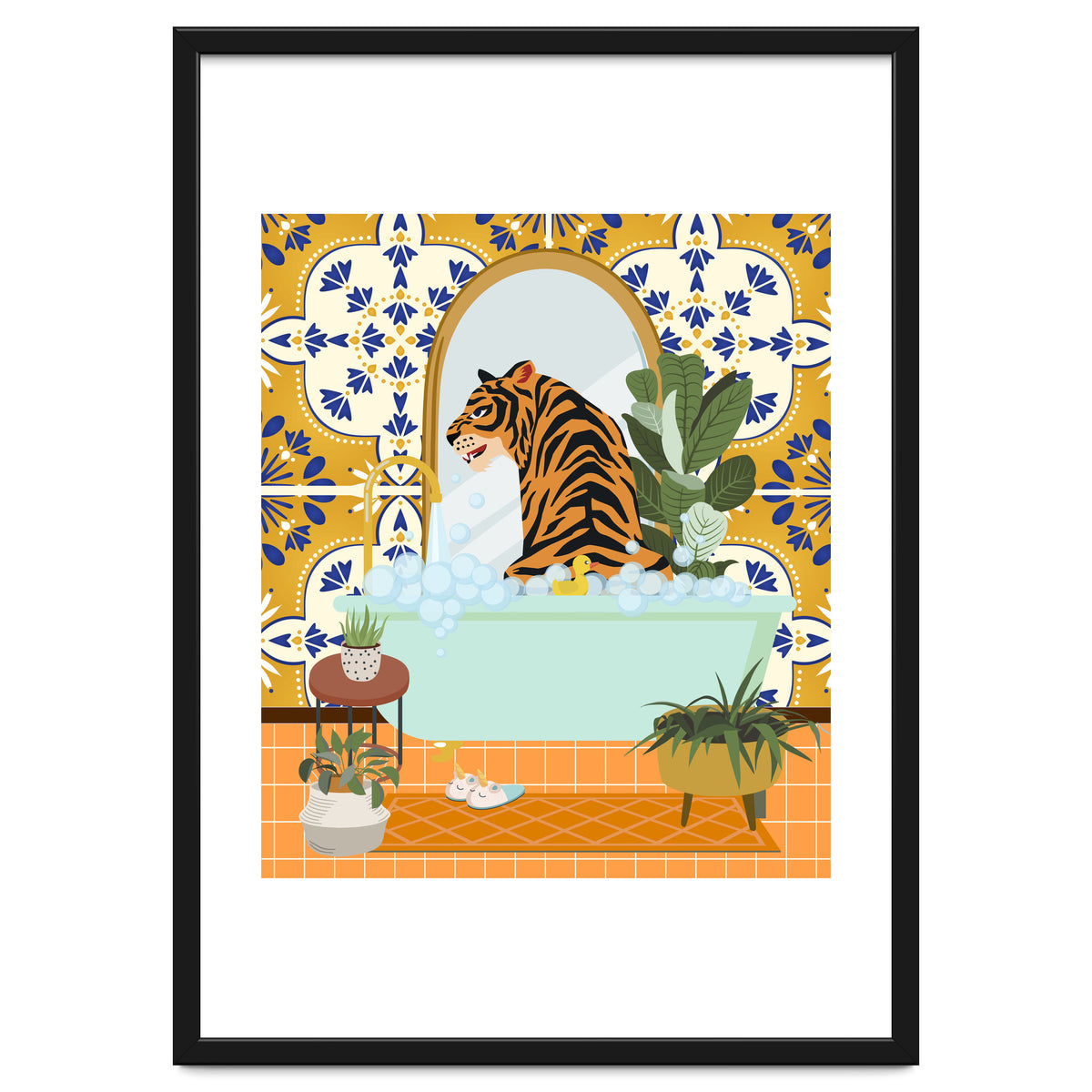Tiger Bathing in Moroccan Style Bathroom