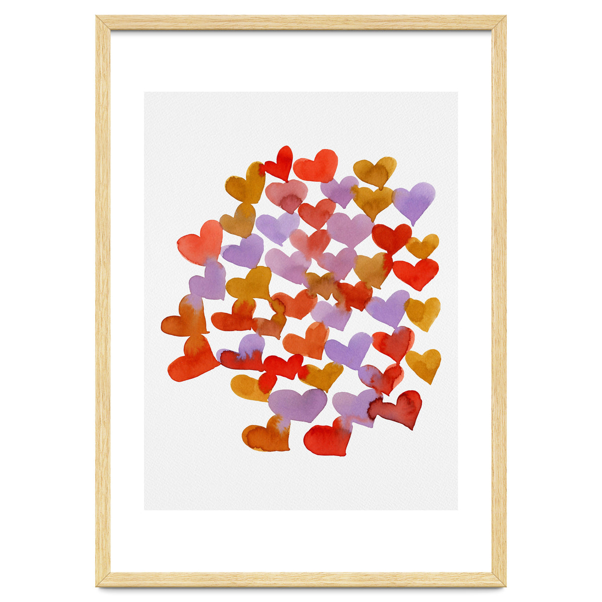 Watercolor melting hearts - retro