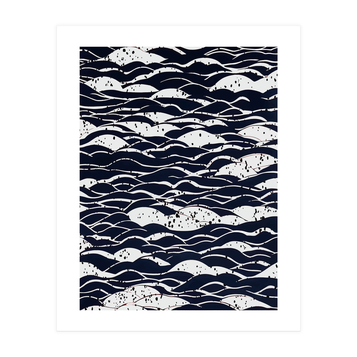 Rain, Abstract Storm Black & White, Monochromatic Line Art Sketch, Simple Eclectic Painting (Print Only)