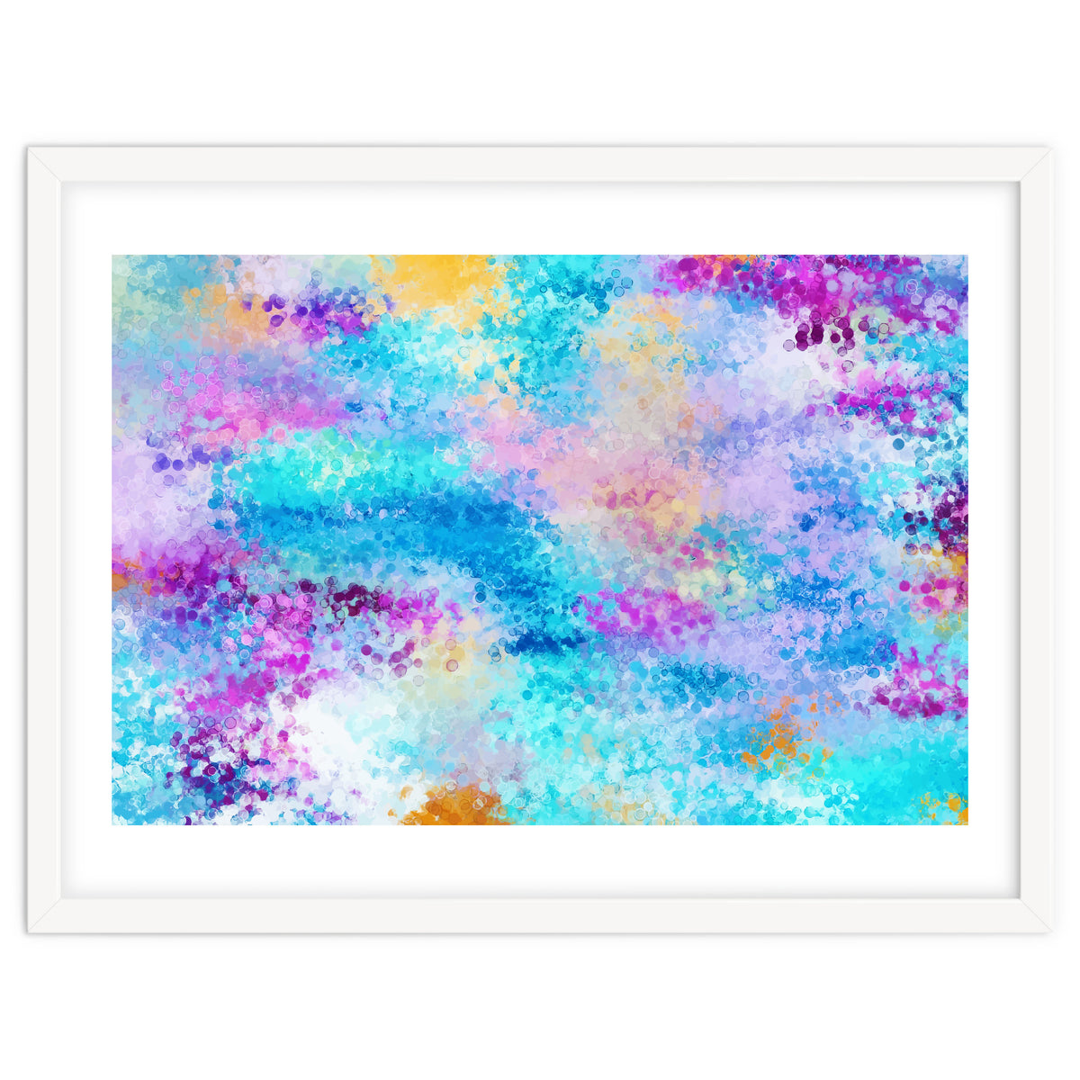 Mixed Emotions, Abstract Blue Colorful Painting, Eclectic Modern Bohemian Shapes Ocean