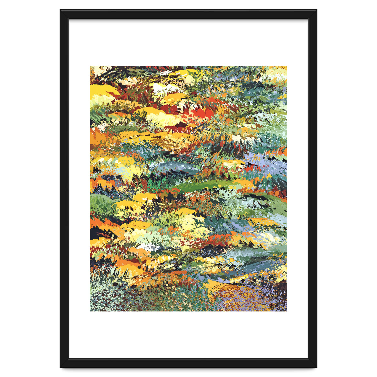 Autumn Forest, Nature Jungle Painting, Botanical Plants Abstract Illustration, Contemporary Modern Boho