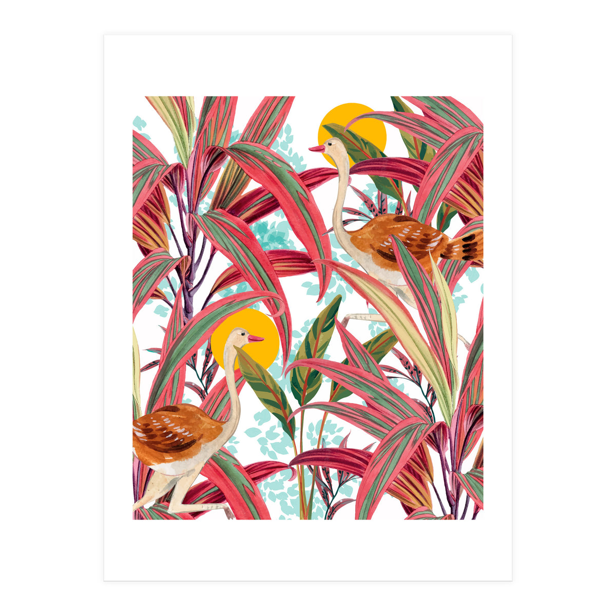 Faith Is The Bird That Feels The Light When The Dawn Is Still Dark, Vintage Botanical Nature Painting Jungle (Print Only)