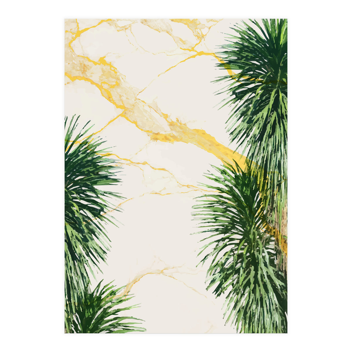 Gold marble texture with palm tree (Print Only)