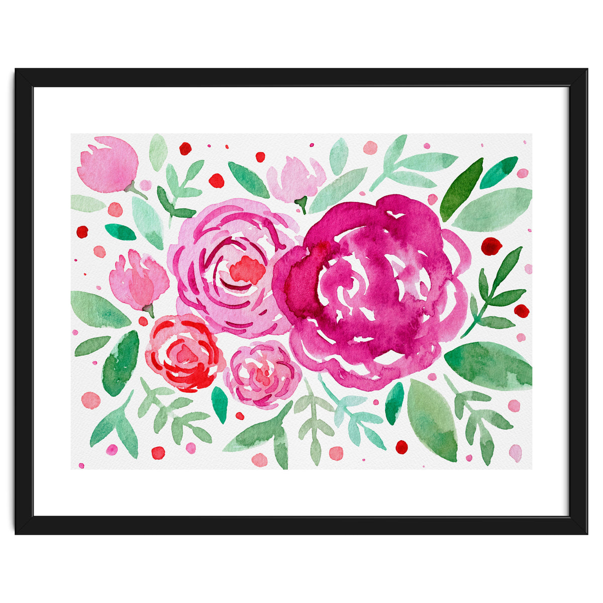 Watercolor roses in pink