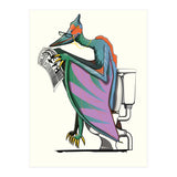 Dinosaur Pterodactyl on the Toilet, Funny Bathroom Humour (Print Only) thumbnail