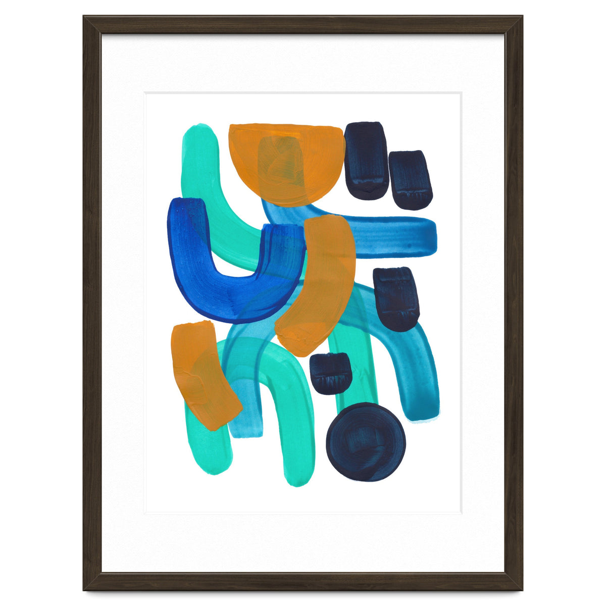 Fun Colorful Blue Turquoise Shape Yellow Accent