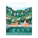 Chilling by the pool with my leopard Tropical Jungle Nature Wildlife Bohemian Morocco Travel (Print Only) thumbnail