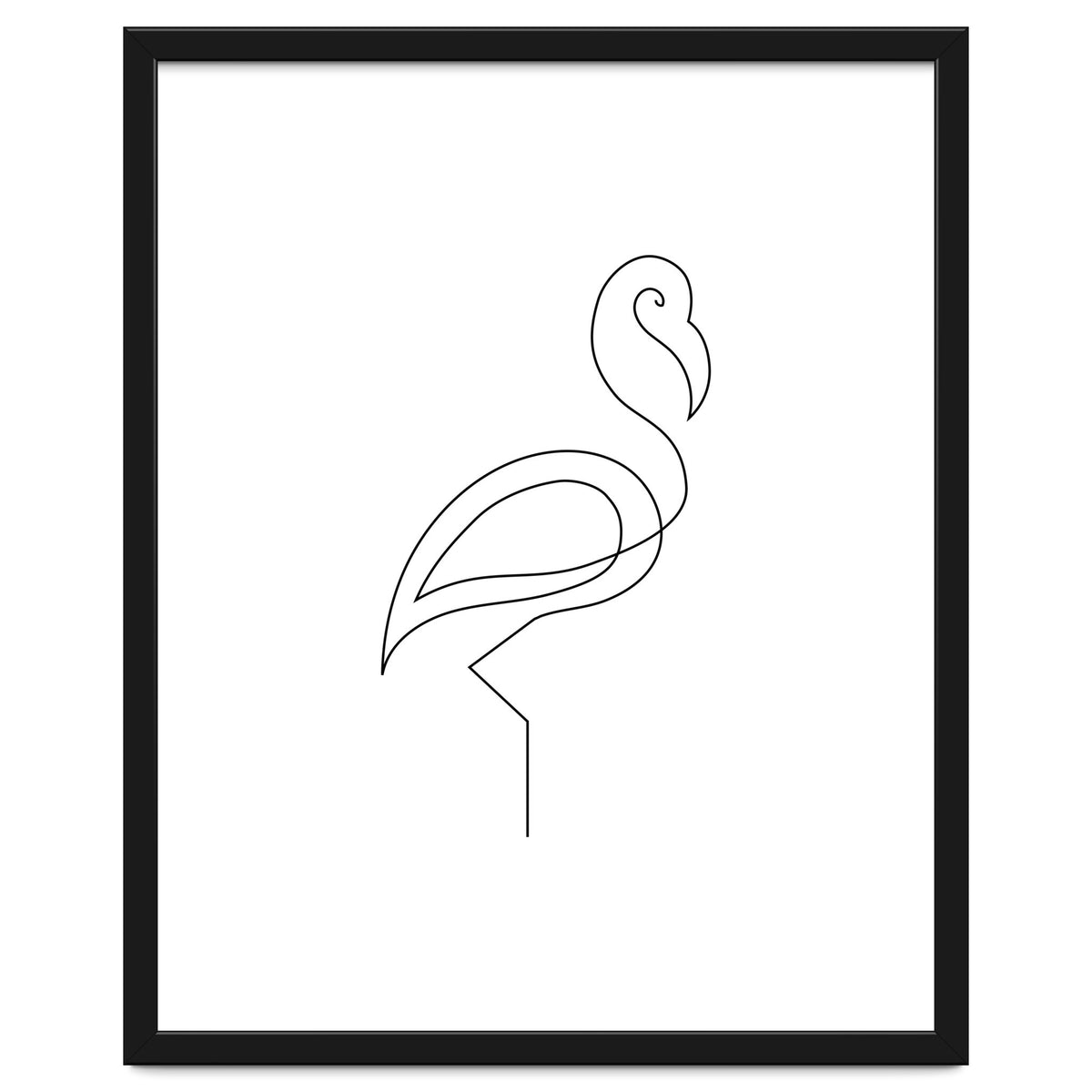 One Line Art Flamingo
