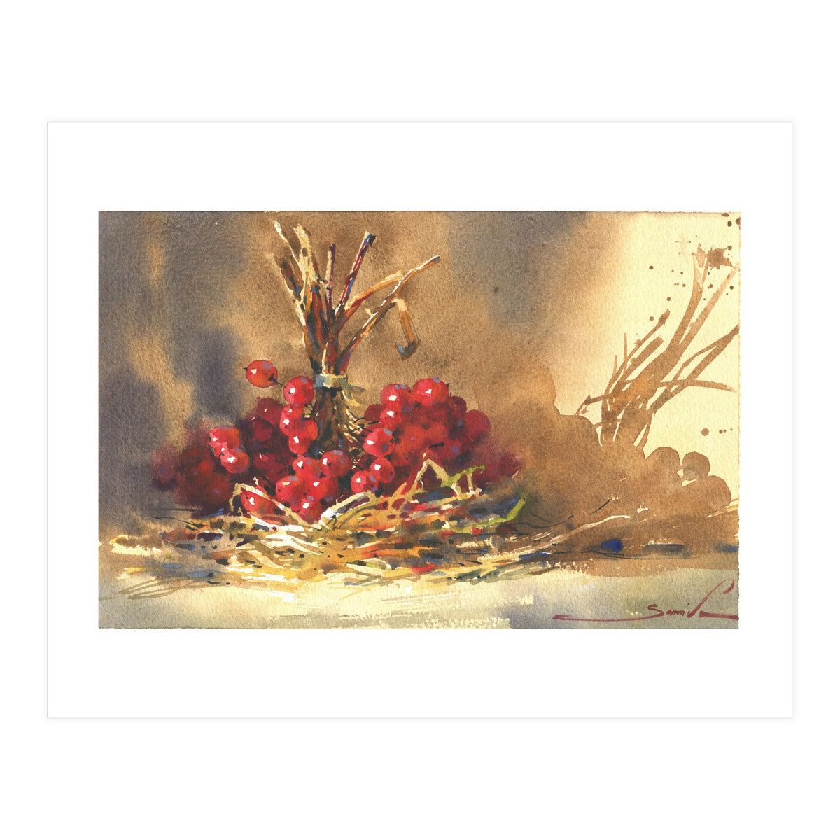 Viburnum watercolor nature (Print Only)