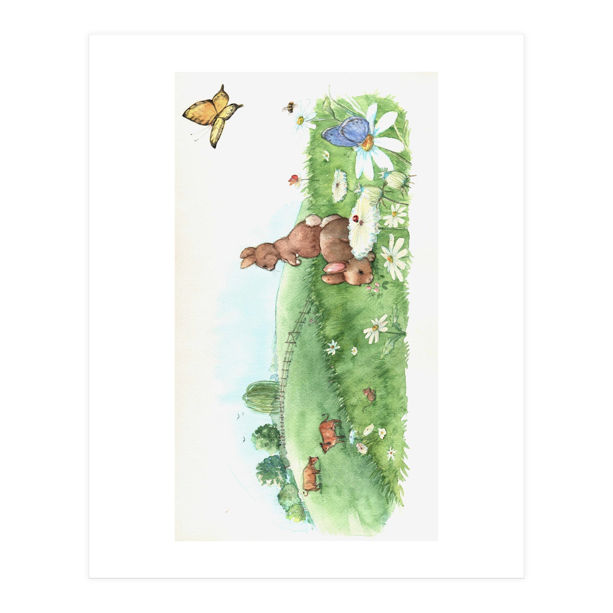 Bunnies In Field (Print Only)