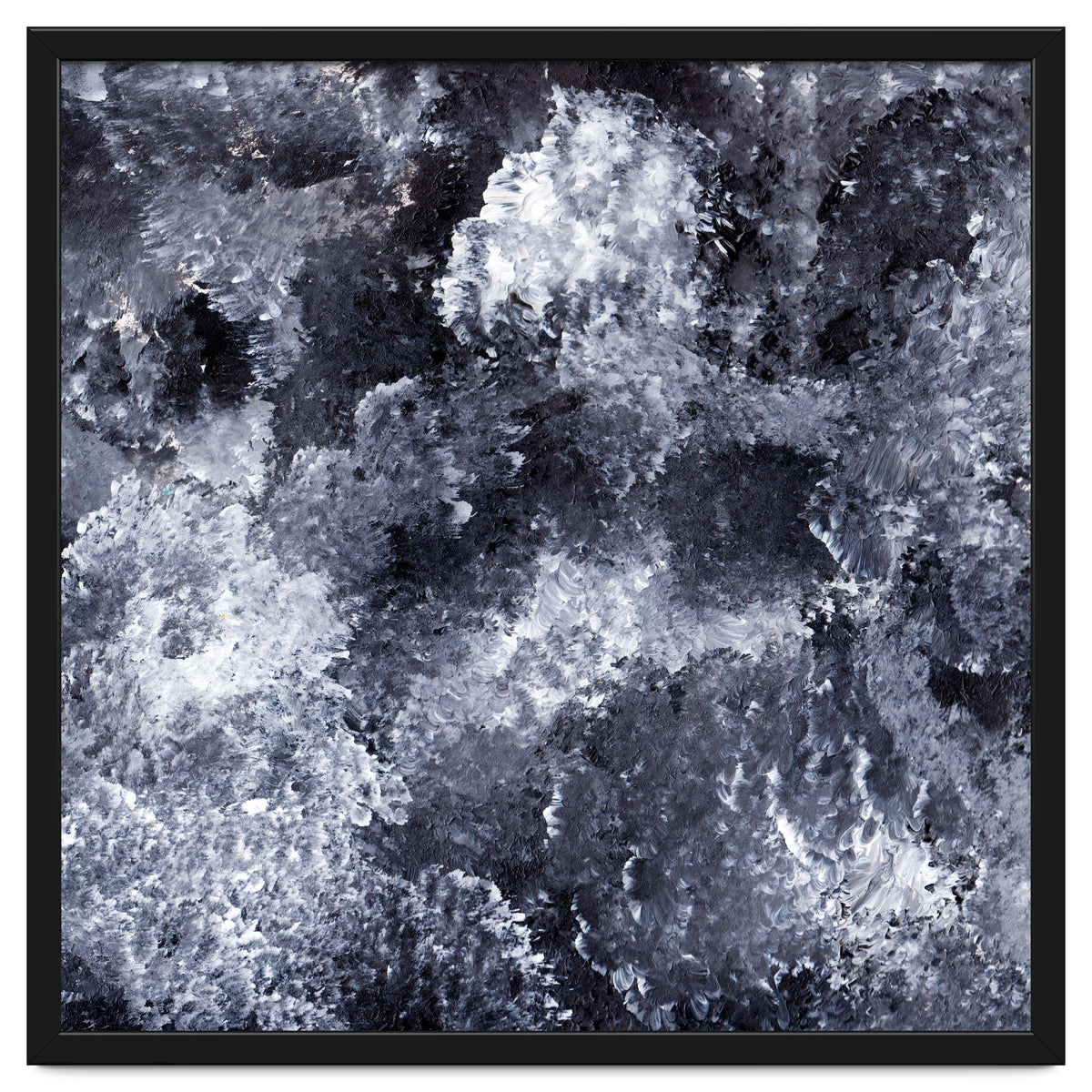 Modern Black White Acrylic Paint Brushstroke Ocean Waves