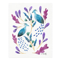 Folk Art Peacocks | Blue (Print Only)