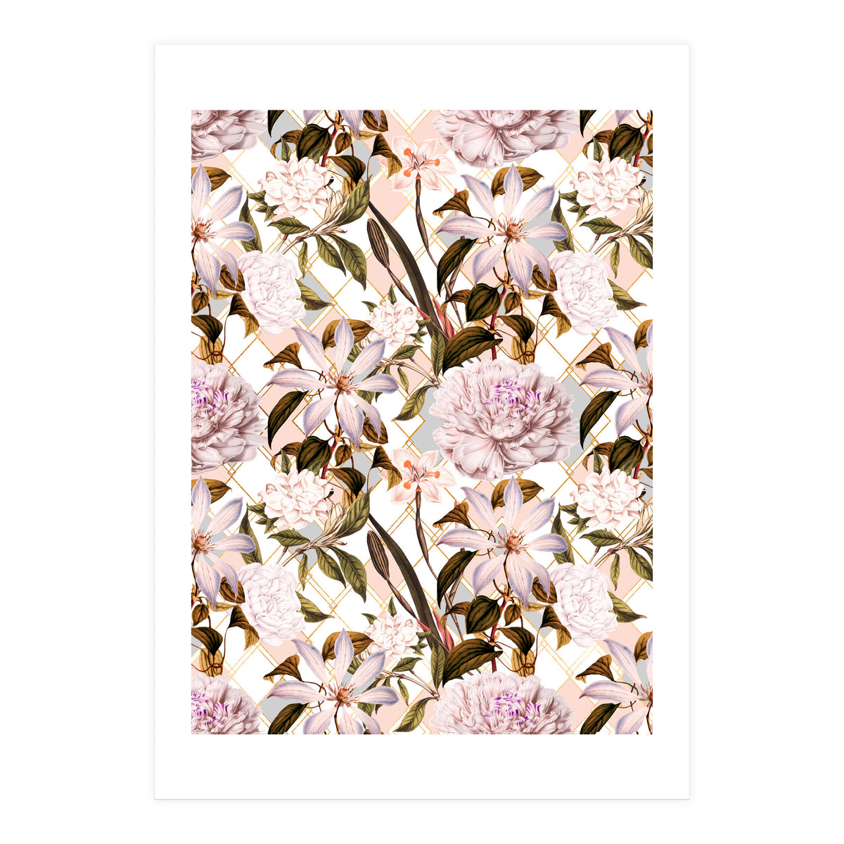 Pink flowering in geometric (Print Only)