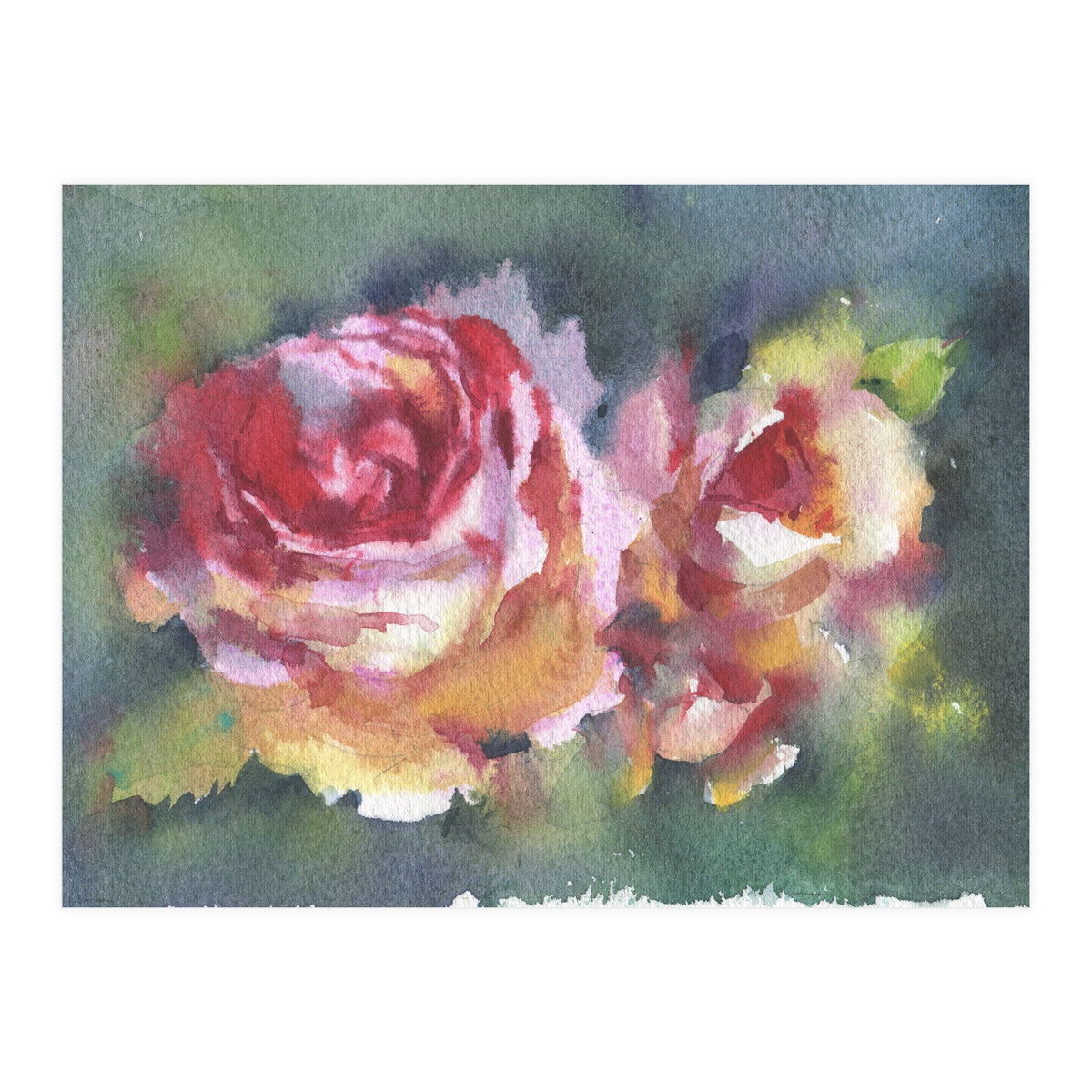 Wildflowers rose watercolor painting (Print Only)