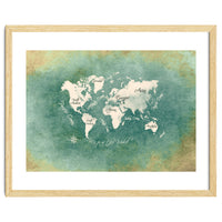 World Map White Green