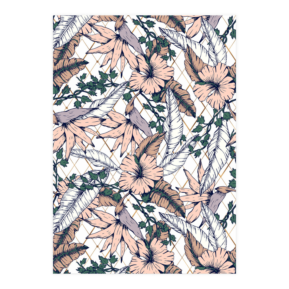 Exotic flowering and pattern geometric (Print Only)