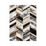 Abstract Chevron Pattern - Black and White Marble (Print Only) thumbnail