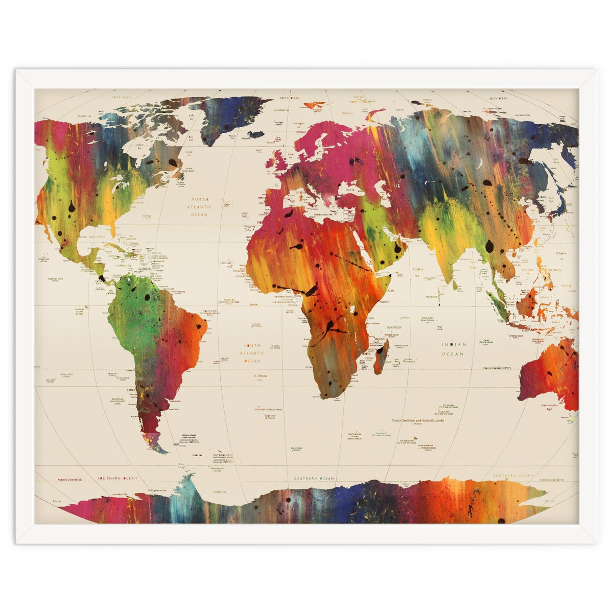 ALLOVER THE WORLD-Painted map