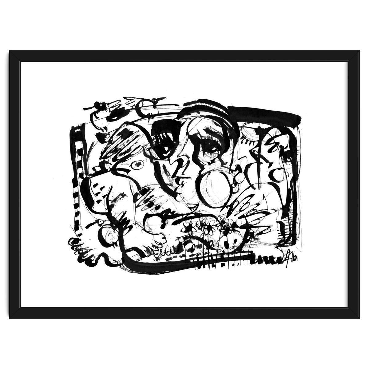 Birds and Flowers - b&w